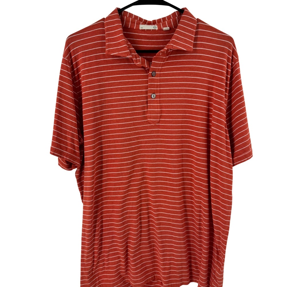 Tasc Performance‎ Men's Orange Stripe Polo Shirt Short Sleeve Performance  XL